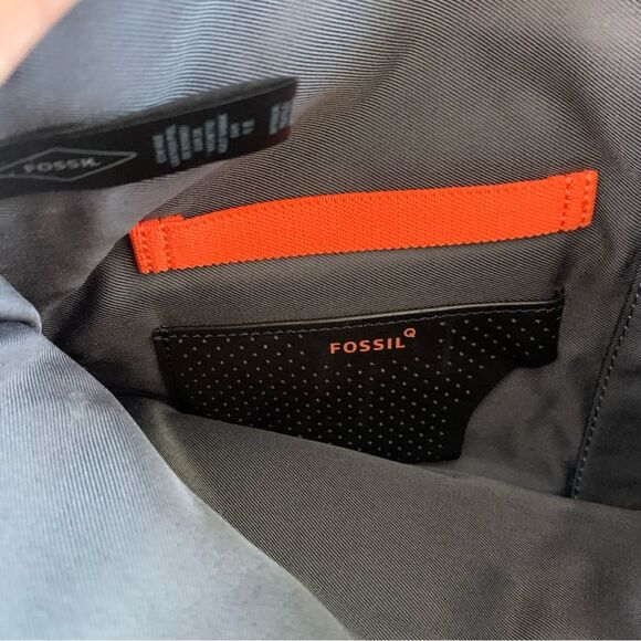 Fossil Heart Print Leather Clutch Pouch Kindle IPAD Unisex Zip Up 8x11 Black EUC - Picture 12 of 12